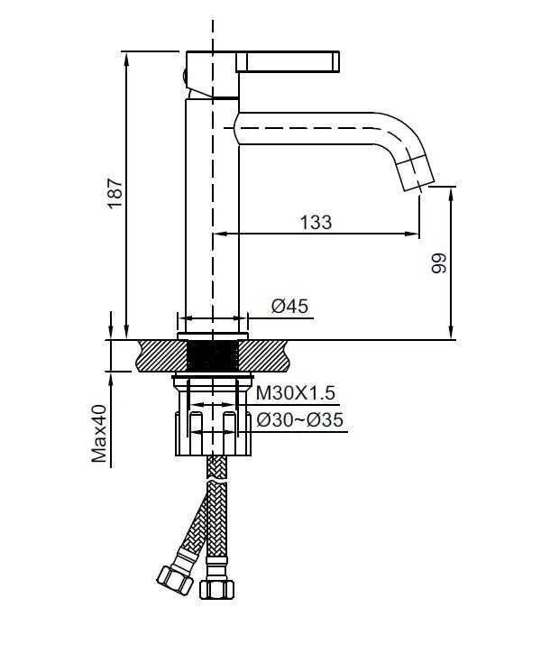 Смеситель для раковины Вилла (Villa) VBF-1VL1MB однорычажный, черный