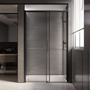 Душевая дверь Veconi Premium Trento PTD-40B, 1400х2000, черный матовый, стекло прозрачное