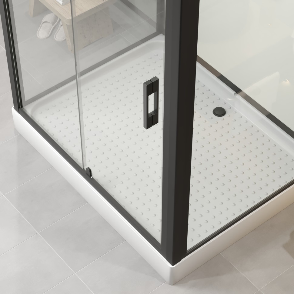 Душевая кабина Niagara Standart ST120/90/15Q/BL (120х90х215) прямоугольник,поддон 15см,распашная,проф.черный,3 места