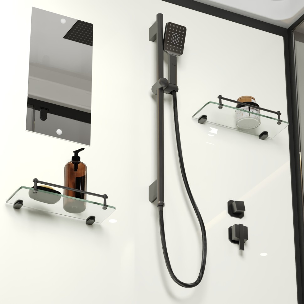 Душевая кабина Niagara Standart ST120/90/15Q/BL (120х90х215) прямоугольник,поддон 15см,распашная,проф.черный,3 места