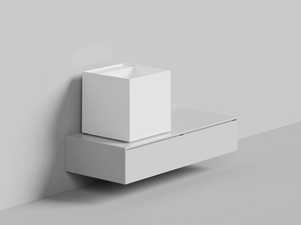 Раковина накладная ARMONIA SQUARE TOP 03  без отверстия под смеситель   покраска по RAL полностью 450х450х450 S-Stone Матовое