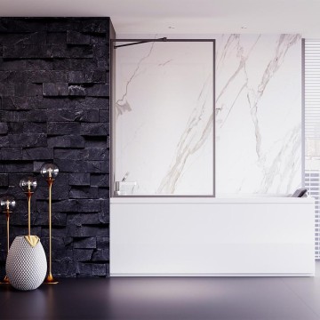 Шторка на ванну Veconi Palau PL-85GR, 800x1500, брашированный графит, стекло прозрачное New