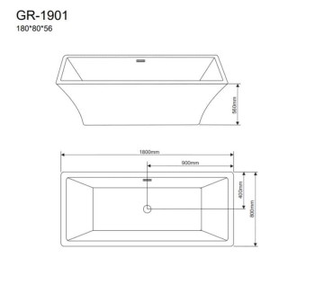 Ванна отдельностоящая Grossman Cristal GR-1901 (180х80х56) цвет белый,1 место