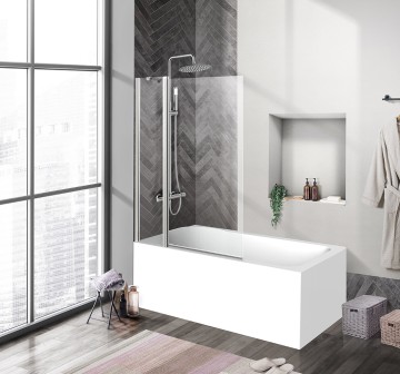 Душевая шторка на ванну BelBagno UNO-V-11-90/150-C-Cr