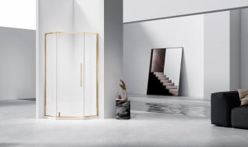 Душевой уголок Слим-Н (Slim-N) VSP-4SN100CLG, 1000*1000, брашированное золото, стекло прозрачное