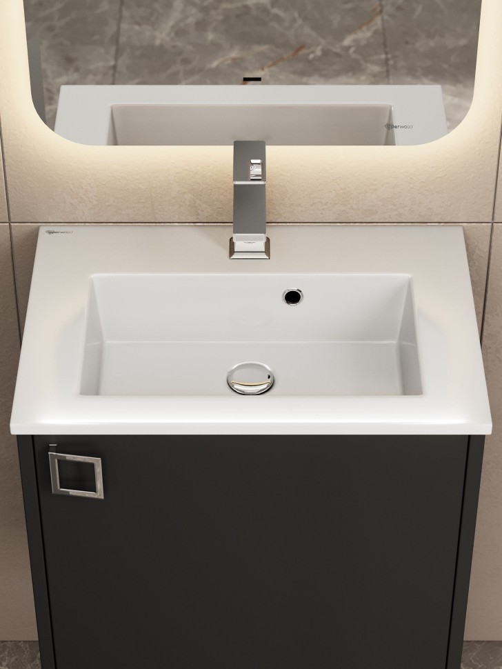 Раковина для ванной 50 см, Uperwood Aurora, белая глянцевая
