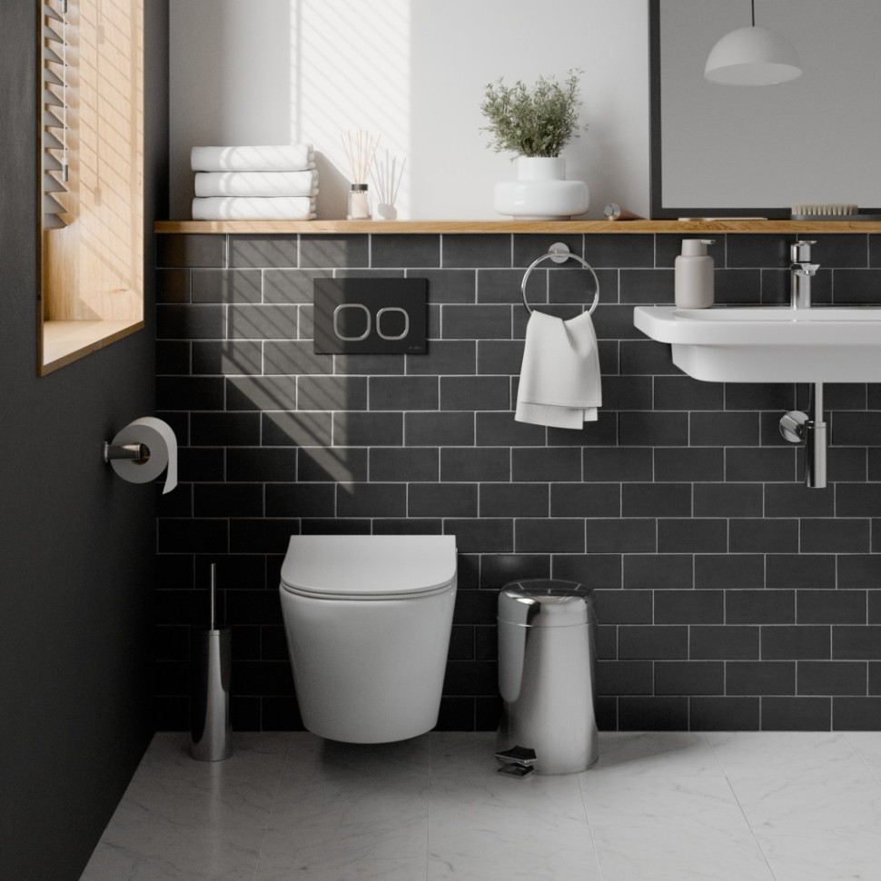 Комплект 3в1 IBERICA BLANCA инсталляция SILENCIO, унитаз BILBAO ALTO белый, кнопка смыва ESTI-Q черный матовый (IB001.BLA.231.832)