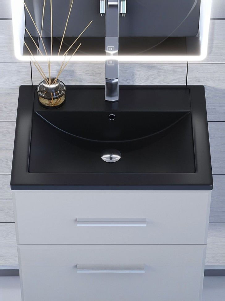 Раковина для ванной кварцевая Uperwood Foster Quartz 60х40,5х16,5 см, черная матовая, уголь