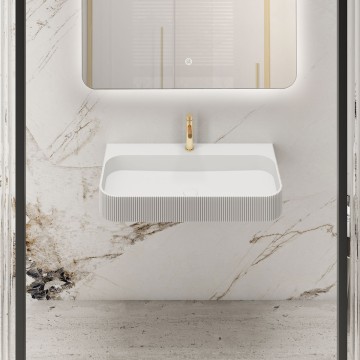 Раковина Солид Серфейс (Solid Surface) Vincea VWB-6SG75MW, 750*460*120, подвесная, цвет белый матовый