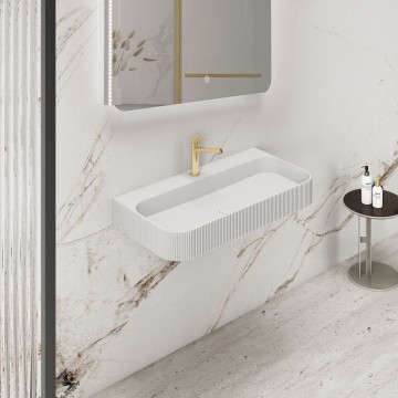 Раковина Солид Серфейс (Solid Surface) Vincea VWB-6SG75MW, 750*460*120, подвесная, цвет белый матовый