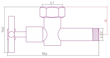 Вентиль запорный крестовой (G 1" НГ х G 1/2" НР)