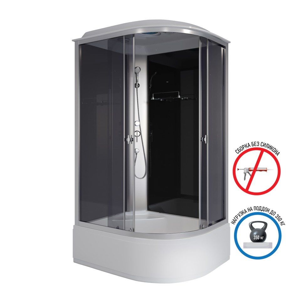 Душевая кабина Niagara Eco E120/90/40L/TN (120х90х215) высокий поддон(40см),стекло тонированное,4 места