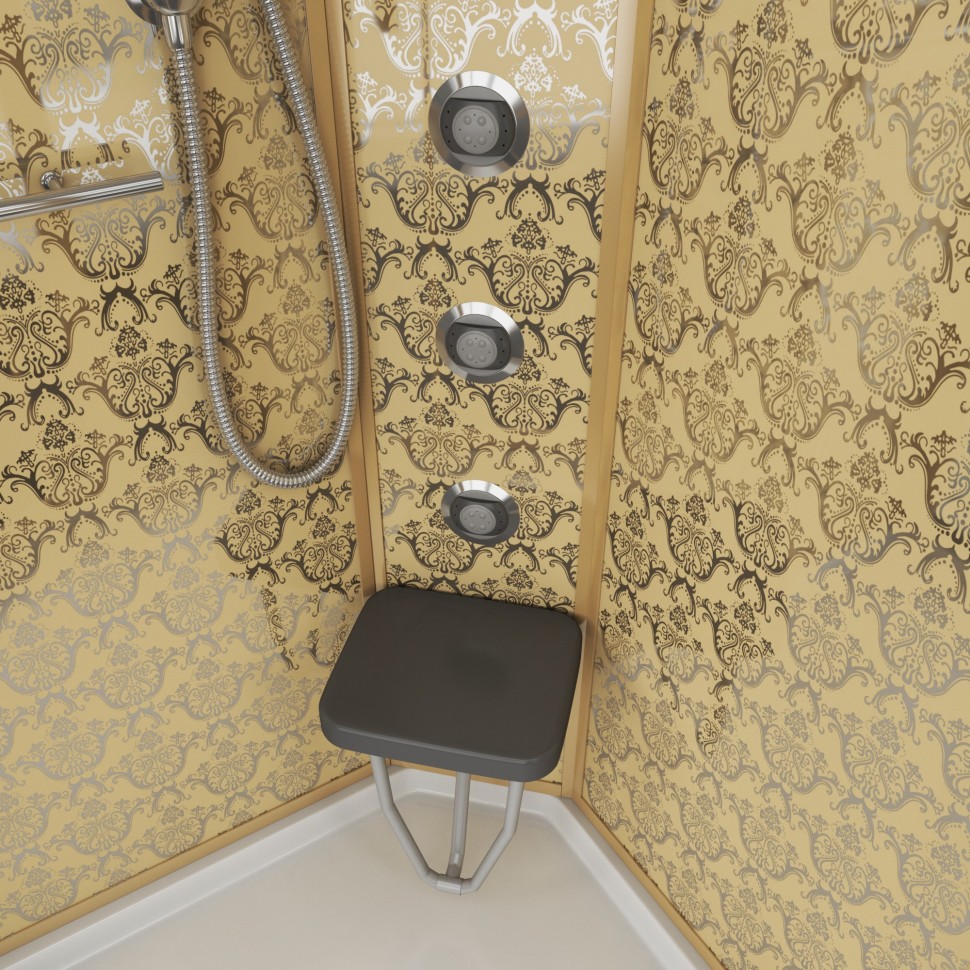 Душевая кабина Niagara Luxe NG-7715G (90x90х215) низкий поддон(15см),дверь раздвижная,стенки золото,4 места