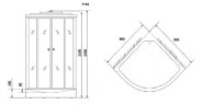 Душевая кабина Niagara Luxe NG-7715G (90x90х215) низкий поддон(15см),дверь раздвижная,стенки золото,4 места