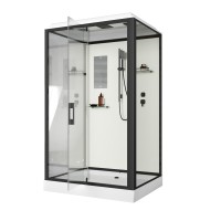 Душевая кабина Niagara Standart ST120/90/15Q/BL/BK (120х90х200) прямоугольник,поддон 15см,распашная,проф.черный,без крыши,3 места