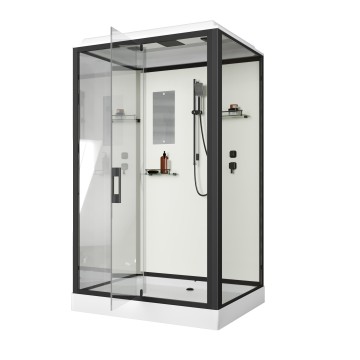 Душевая кабина Niagara Standart ST120/90/15Q/BL/BK (120х90х200) прямоугольник,поддон 15см,распашная,проф.черный,без крыши,3 места