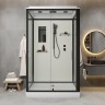 Душевая кабина Niagara Standart ST120/90/15Q/BL/BK (120х90х200) прямоугольник,поддон 15см,распашная,проф.черный,без крыши,3 места