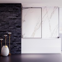 Шторка на ванну Veconi Palau PL-85GR, 900x1500, брашированный графит, стекло прозрачное New