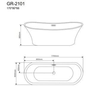 Ванна отдельностоящая Grossman Galaxy GR-2101 (170х80х66) цвет белый,1 место