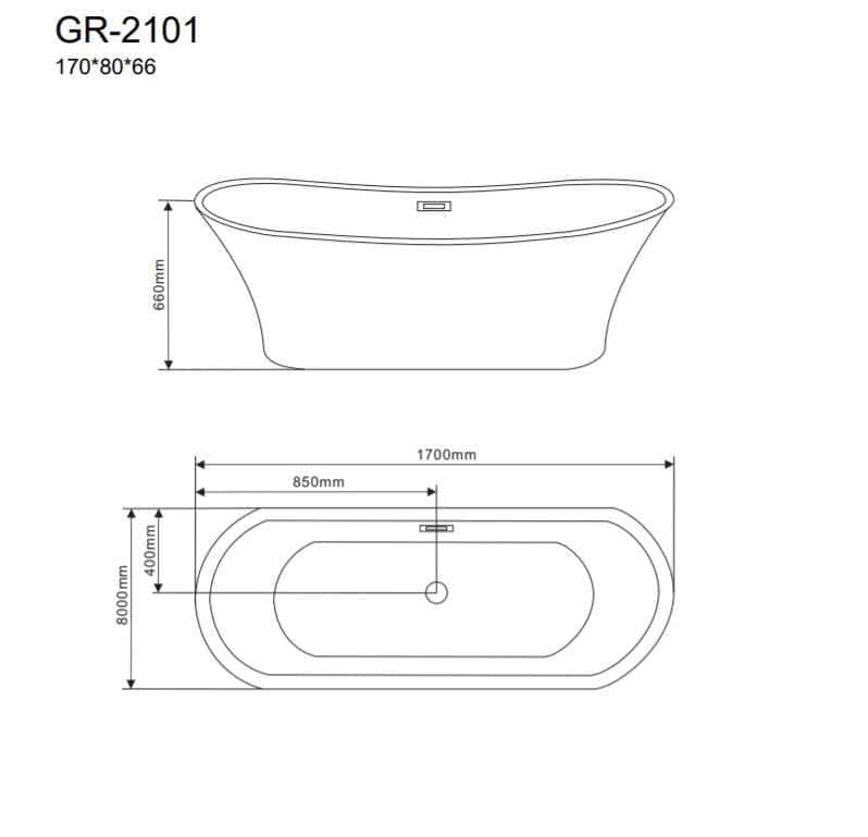 Ванна отдельностоящая Grossman Galaxy GR-2101 (170х80х66) цвет белый,1 место