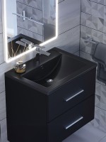 Раковина для ванной кварцевая Uperwood Foster Quartz 60х40,5х16,5 см, черная матовая, космос