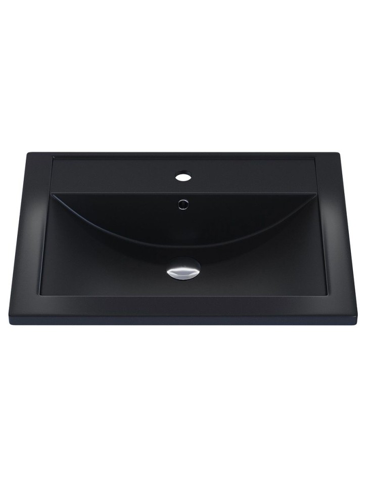 Раковина для ванной кварцевая Uperwood Foster Quartz 60х40,5х16,5 см, черная матовая, космос