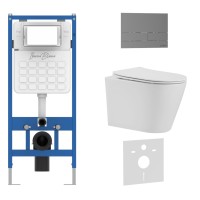 Комплект 3в1 IBERICA BLANCA инсталляция SILENCIO, унитаз BURGOS ALTO белый, кнопка смыва INOX-S вороненая сталь (IB001.BRA.231.1602)