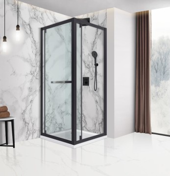 Душевой уголок Stile VSS-2ST9090CLB-L, 900*900, черный, стекло прозрачное, левый