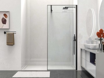 Душевая перегородка Волк-Ин (Walk-In) VSW-1HS800CLB, 800*2000,черный матовый, стекло прозрачное