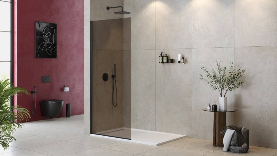 Душевая перегородка универсальная LIBERTA-L-1-TB-80-BR-NERO