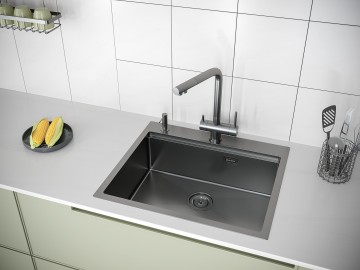 Мойка нерж. сталь KRONER-PRO 59, PM705951-GM, вороненая сталь, 590х510мм, Paulmark