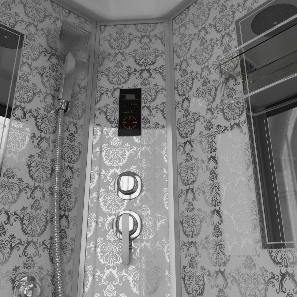 Душевая кабина Niagara Luxe NG-7715W (90x90х215) низкий поддон(15см),дверь раздвижная,стенки серебро,4 места