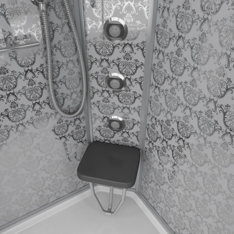 Душевая кабина Niagara Luxe NG-7715W (90x90х215) низкий поддон(15см),дверь раздвижная,стенки серебро,4 места