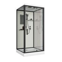 Душевая кабина Niagara Standart ST80/15Q/BL (80х80х215) квадрат,поддон 15см,распашная,проф.черный,3 места