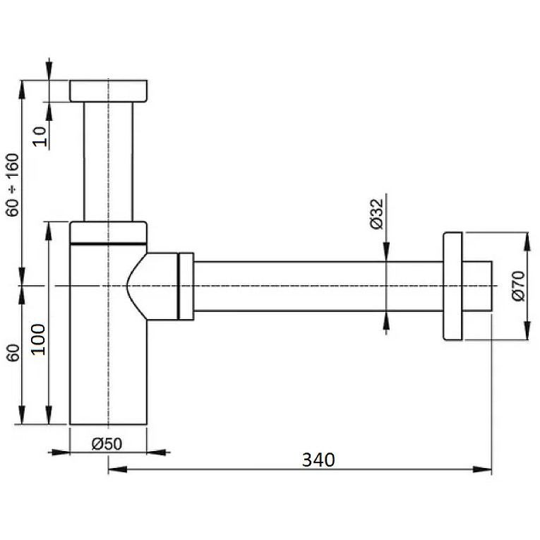Сифон для раковины Ceramalux С-058MB Черный матовый