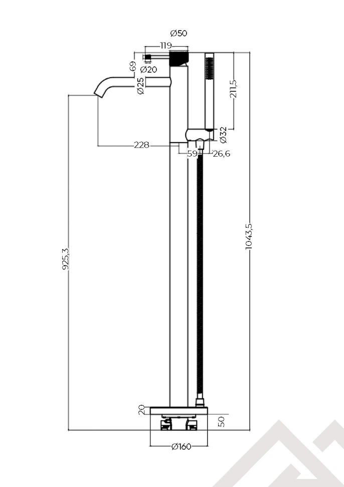 Напольный смеситель для ванны MILLEAU Tissage ML0500BK.BD-CR с монтажным блоком, Хром