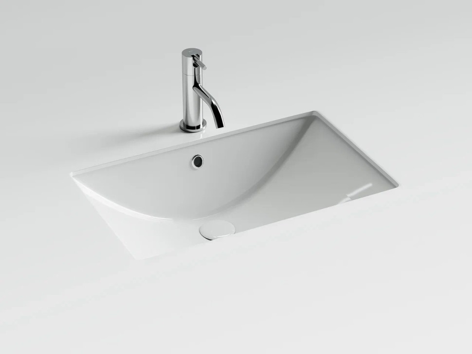 Раковина встраиваемая снизу CERAMICANOVA Era прямоугольной формы с отверстием слива- перелива 600x390x190 мм цвет белый арт. CN6082