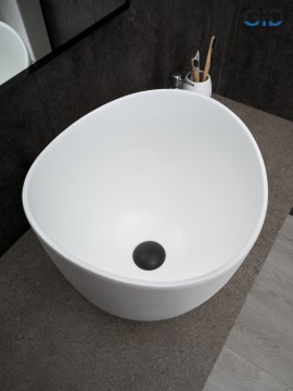 Раковина Gid N9303wg 51221 накладная белый матовый / белый графит 36x36x32
