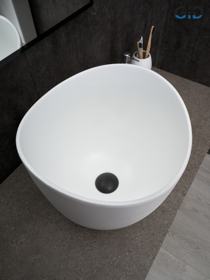 Раковина Gid N9303wg 51221 накладная белый матовый / белый графит 36x36x32