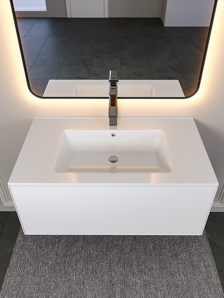 Раковина для ванной 86 см, Uperwood Parma Premium, белая глянцевая                     