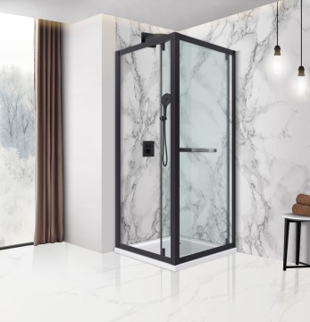 Душевой уголок Stile VSS-2ST9090CLB-R, 900*900, черный, стекло прозрачное, правый