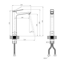 Смеситель для накладной раковины OSGARD BRETTA BLACK 51113