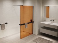 Душевая перегородка Walk-In VSW-1HR900GSB, 900*2000, черный, стекло янтарь