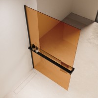 Душевая перегородка Walk-In VSW-1HR900GSB, 900*2000, черный, стекло янтарь