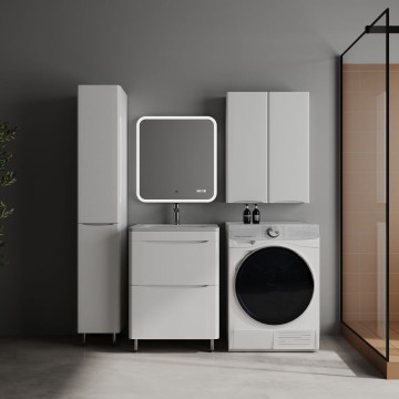 Тумба напольная STYLELINE "Бергамо мини 60" (2 ящ.) Люкс Плюс антискрейтч белый глянец под раковину Каре Люкс МИНИ 600х350