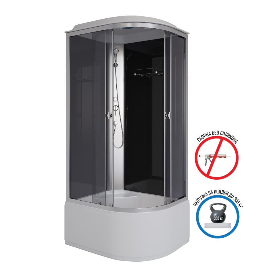 Душевая кабина Niagara Eco E100/80/40L/TN (100х80х215) высокий поддон(40см),стекло черное,4 места