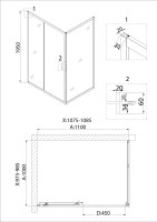 Душевое ограждение Niagara Nova NG-82-11AB-A100B (110х100х195) прямоугольник,черный, дверь раздвижная,стекло прозрачное,2 места