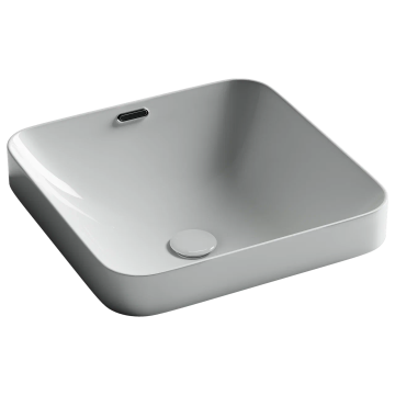 Раковина встраиваемая сверху CERAMICANOVA Element с отверстием слива - перелива квадратной формы 438x438x172 мм цвет белый арт. CN6077
