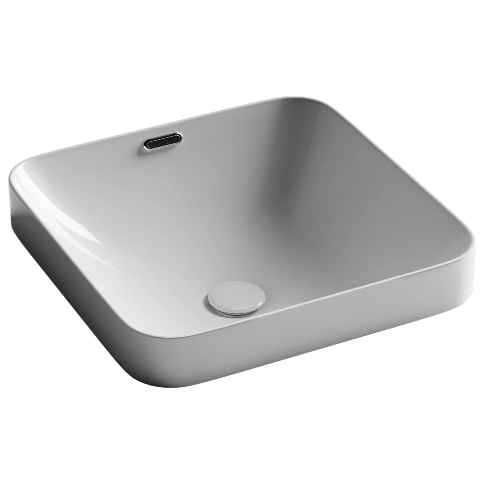 Раковина встраиваемая сверху CERAMICANOVA Element с отверстием слива - перелива квадратной формы 438x438x172 мм цвет белый арт. CN6077