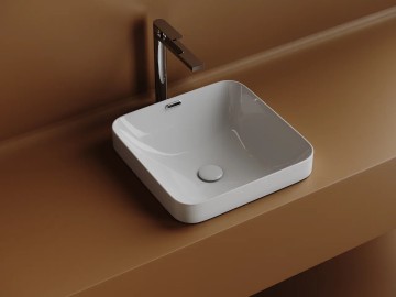 Раковина встраиваемая сверху CERAMICANOVA Element с отверстием слива - перелива квадратной формы 438x438x172 мм цвет белый арт. CN6077